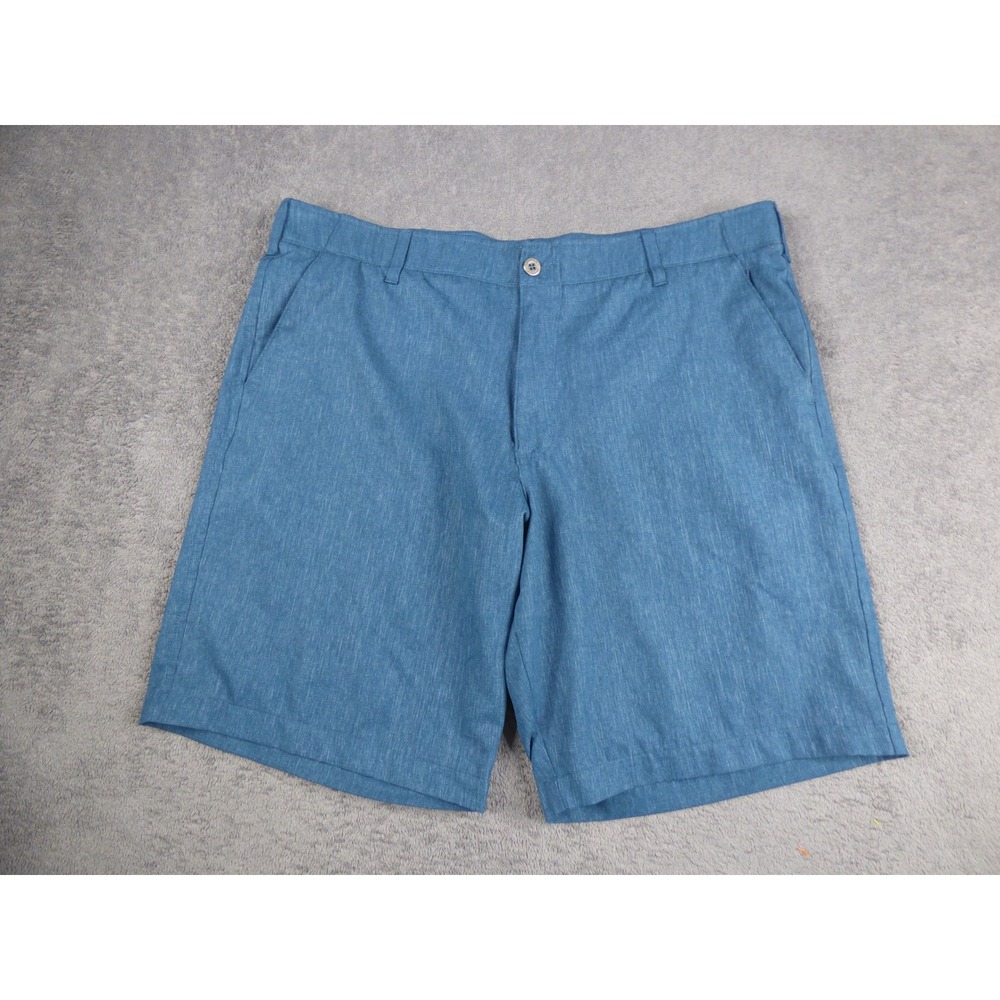 Swiss Tech Mens Performance Shorts Blue Heather Flat Front Size 40 Golf Hiking